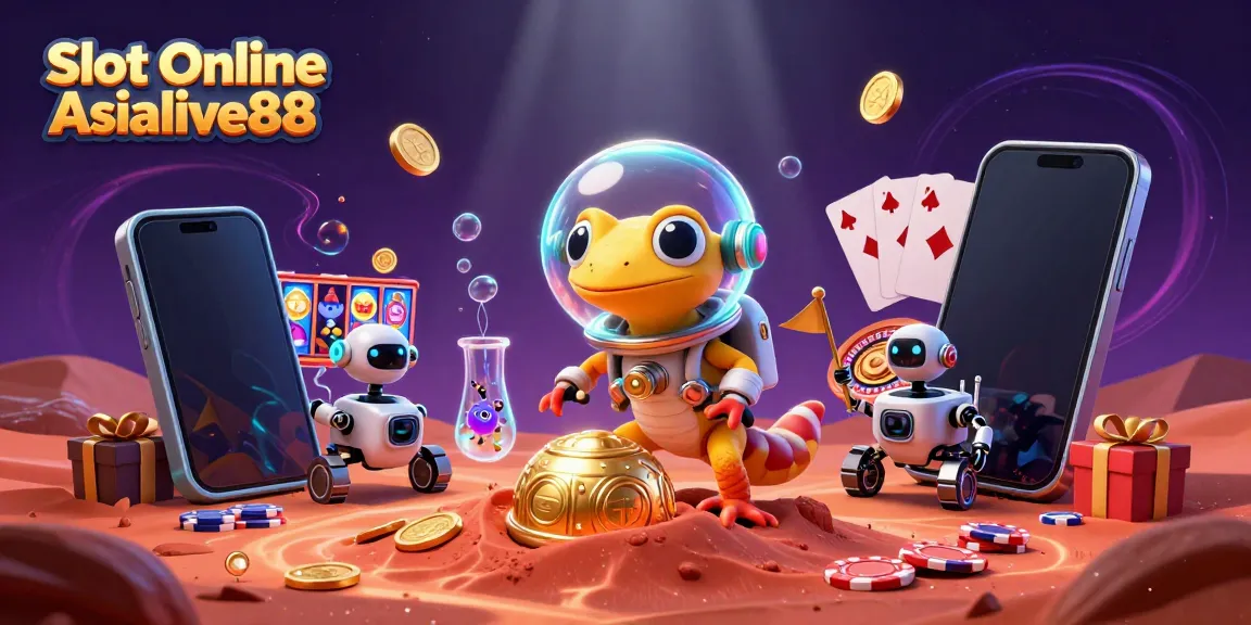 Spin to win at Slot Online Asialive88, exploring vibrant games and gold with a Martian gecko!