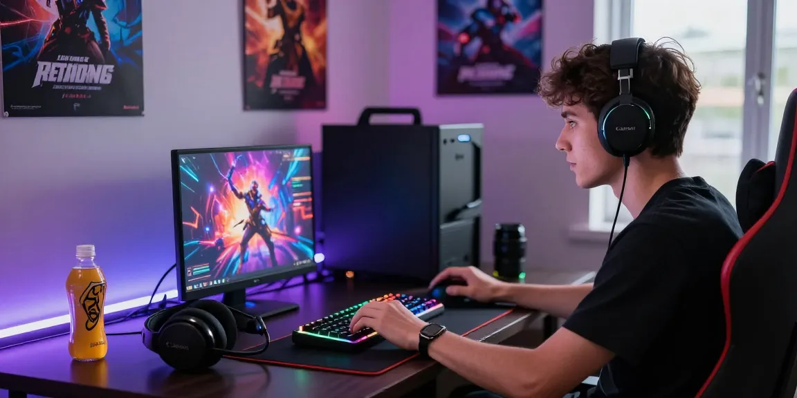 Experience the excitement of indocair login with vibrant gaming setup, laptop displaying graphics, and immersive atmosphere.