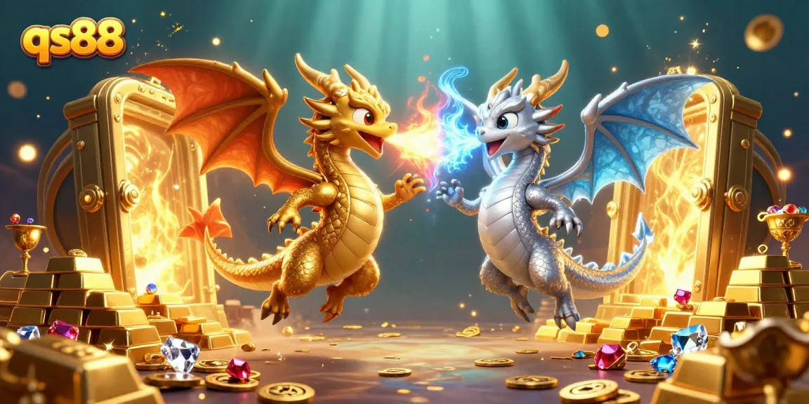 Bet on exciting games with qs88 in a vibrant 3D dragon-themed casino scene.