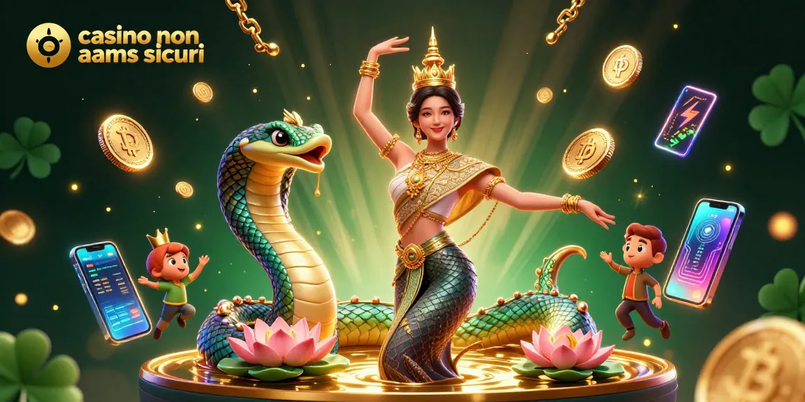 Interagisci con i casinò non AAMS sicuri attraverso un'illustrazione 3D vivace che mostra personaggi dinamici ed elementi crypto.