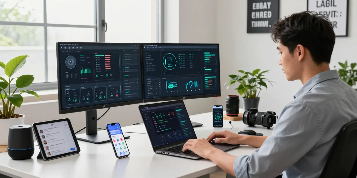快连 in a high-tech workspace with laptops and performance metrics.