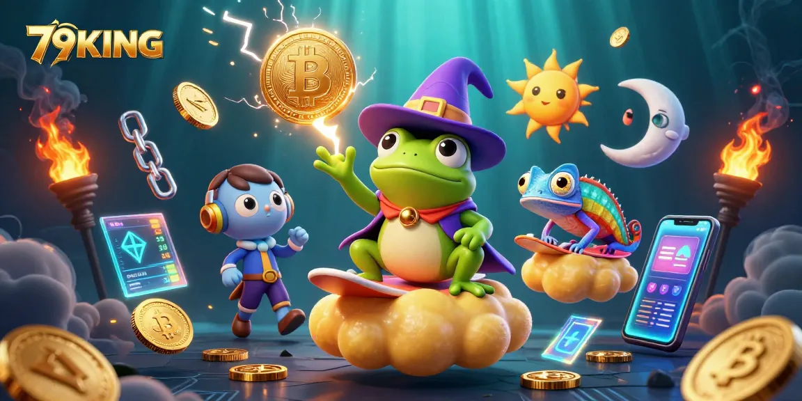 Win big with the 79KING online casino, featuring vibrant characters and crypto elements!