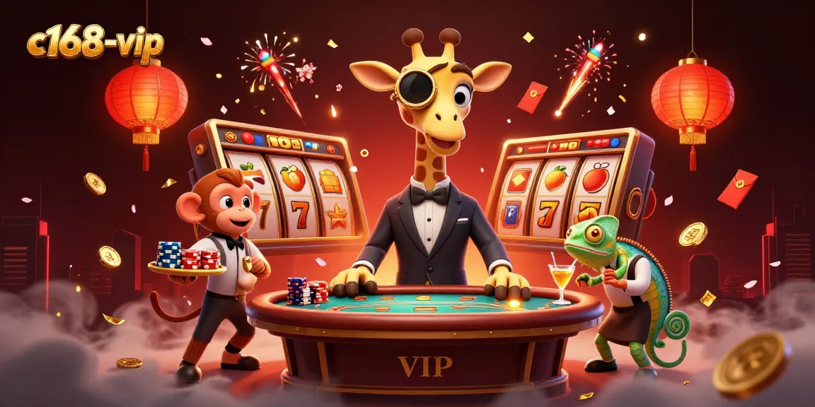 Experience the thrill at c168-vip with the high-roller giraffe and dynamic casino elements.