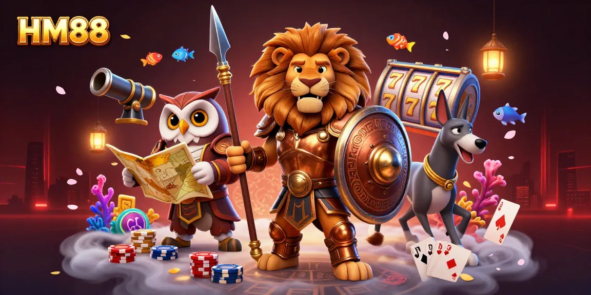Engage with thrilling HM88 fish shooting games featuring a Spartan lion and vibrant underwater visuals.